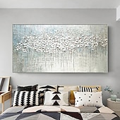 abordables Pinturas florales/botánicas-Pintura al óleo hecha a mano lienzo arte de la pared decoración espátula pintura clásica flor de ciruelo blanco para decoración del hogar enrollado sin marco pintura sin estirar