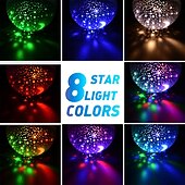 baratos Luzes de Natal-Projetor de céu estrela lâmpada de luz noturna 360 graus lâmpada de mesa giratória 4 luzes led 8 cores mudam com cabo usb para crianças quarto de bebê e decoração de festa