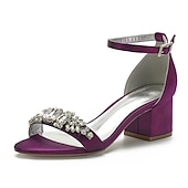 abordables Semi-formel-sandales de mariage à talon carré ornées de strass blancs et bleus pour femmes avec bride à la cheville - chaussures de mariée et de soirée élégantes et confortables à talon bas