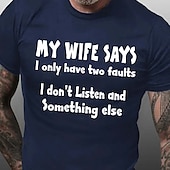 cheap Men&#039;s Graphic T Shirt-Men&#039;s Graphic Letter 5 Things You Should Know About My Wife T Shirt Casual Style Cotton Short Sleeve Graphic Shirt Wine Black White Comfortable Tee Vacation Casual Fashion Designer Clothing