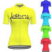 billiga Tröjor för kvinnor-Dam Cykeltröja Grafisk Rolig Cykel T-shirt Tröja Överdelar med 3 bakfickor Bergscykling Vägcykling Solskyddskräm Torkar snabbt Dragkedja fram Spänning sporter Gul Röd Blå Kläder