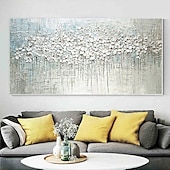 abordables Pinturas florales/botánicas-Pintura al óleo hecha a mano lienzo arte de la pared decoración espátula pintura clásica flor de ciruelo blanco para decoración del hogar enrollado sin marco pintura sin estirar