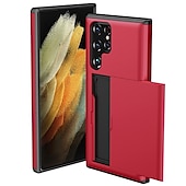 abordables Carcasas Samsung-Funda para teléfono para Samsung Galaxy S24 S23 S22 S21 S20 Plus Ultra S25 Ultra funda trasera soporte para tarjetas a prueba de golpes de color sólido TPU