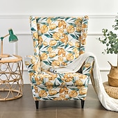 baratos Tampa da poltrona e capa de cadeira sem braço-Cadeira de asa capa de tecido spandex capas de sofá poltrona de asa com uma capa de almofada de assento protetor de móveis de padrão floral para sala de estar