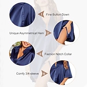 женская пижама ночная рубашка платье pjs чистый цвет мода простой комфорт вечеринка дом кровать атлас v-образный вырез половина рукава лето весна Недорогие Женские ночные рубашки и сорочки-женская пижама ночная рубашка платье pjs чистый цвет мода простой комфорт вечеринка дом кровать атлас v-образный вырез половина рукава лето весна