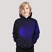 ieftine Viziune 3D și geometrie a băiatului-Băieți 3D Geometric Hanorac cu Glugă Manșon Lung Tipărire 3D Primăvară Iarnă Activ De Bază Copii Copil Zilnic