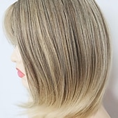 preiswerte ältere Perücke-Synthetische Perücken Locken Mit Pony Maschinell gefertigt Perücke Kurz A1 Synthetische Haare Damen Cosplay Weich Modisch Blond / Freizeitskleidung / Party / Abend / Täglich