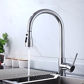 billige Kjøkkenkraner-kjøkkenkran - enkelthåndtak ett hull krom / nikkelbørstet / galvanisert uttrekkbar / nedtrekkbar / standard tutsentersett moderne moderne kjøkkenkraner