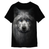 baratos Camisetas com estampa animal-Homens Gráfico Lobo Camiseta Manga Curta Camiseta Impressão 3D Gola Redonda Camisa Designer Clássico Casual Diário Esportes Final de semana Preto Cinzento Verão Roupa S M L XL XXL 3XL 4XL