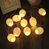 cheap Easter Lights-3M 20LEDs Easter Cracked Egg Rabbit Small Chick Shaped LED String Lights Home Fairy Lights for Easter Garden Party Festive Decoration
