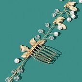 billige Bryllupshodeplagg-Hårkammer Hodepryd Hodepryd Legering Bryllup Spesiell Anledning Bryllupsbrud Med Imitasjon Perle Krystaller  Rhinestones Hodepryd Hodeplagg kle deg å imponere