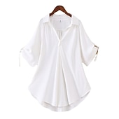 abordables Hauts Unis pour Femmes-chemisier femme streetwear décontracté couleur unie demi manches hauts réguliers col de chemise travail quotidien week-end noir blanc jaune rouge printemps automne