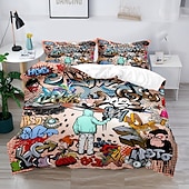 cheap Duvet Cover Sets-3D Street Art Graffiti Series Print Duvet Cover Bedding Sets Comforter Cover with 1 Print Duvet Cover or Coverlet，2 Pillowcases for Double/Queen/King