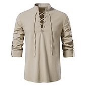 cheap Outfits-Retro Vintage Medieval Renaissance Blouse / Shirt Cosplay Costume Outfits Ren Faire Pirate Viking Crusader Men&#039;s Viking Fantasy Halloween Carnival Masquerade Casual Daily LARP Ren Faire Adults Shirt