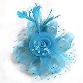 זול פאסינאטורים וכובעים-fascinators קנטאקי דרבי כובע כיסוי ראש אורגנזה פוליאסטר / פוליאמיד כובע דלי מסיבת חג מלבורן כוס קוקטייל רויאל אסטקוט עם כיסוי ראש מיני ספוט נוצה
