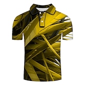 levne Pánské geometrické polo-Pánské Geometrický Polokošile Golfová košile Krátký rukáv Polo tričko Košile s límečkem Obchodní příležitostné Oblečení na dovolenou Formální oblečení Festivalové oblečení Knoflíky 3D tisk Žlut