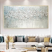 abordables Pinturas florales/botánicas-Pintura al óleo hecha a mano lienzo arte de la pared decoración espátula pintura clásica flor de ciruelo blanco para decoración del hogar enrollado sin marco pintura sin estirar