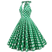 halpa Mekot-naisten 1950-luvun audrey hepburn riimu keinu mekko 100 % puuvillaa flare mekko retro vintage gingham check päivittäiset vaatteet teekutsut rento päivittäinen hihaton istuvuus&amp;amp; soihduttava mekko