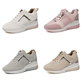 economico Sneakers da donna-scarpe da ginnastica da donna con zeppa taglie forti scarpe con aumento di altezza outdoor giornaliere color block estate punta tonda sportiva classica scarpe da tennis casual da passeggio stringate grigio rosa scarpe da ginnastica bianche