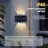 economico Applique per esterni-Lampada Da Parete Solare Con Luce Su E Giù 6 Led Per Esterni Impermeabile Cortile Illuminazione Per Esterni Villa Muro Recinzione Portico Illuminazione Decorazione Luci Solari Da Parete Per Lavaggio