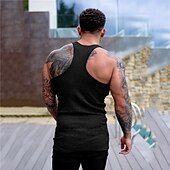 billiga Gym-toppar-Herr Linne Undertröjor Ärmlös tröja Wifebeater skjorta Ärmlös Rund hals Sommar Slät Sport Mode Lättvikt Semester Ledigt Helgdag Svart Vit Rubinrött Topp t-shirt för män