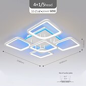 رخيصةأون أضواء السقف القابلة للتعتيم-عكس الضوء الاكريليك ضوء السقف led 5 رئيس 8 رئيس مصباح السقف مع تطبيق ضوء الخلفية اتصال بلوتوث / جهاز تحكم عن بعد مناسب لغرفة النوم وغرفة المعيشة والمكتب وغرفة الأطفال
