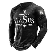 Men's Unisex Templar Cross Letter Graphic Prints T Shirt Casual Style Classic Style Long Sleeve T shirt 3D Print Crew Neck Shirt Lightweight Classic Casual Outdoor Daily Holiday Black Spring &  Fall3