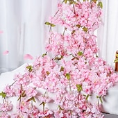 abordables Plantes et Fleurs Artificielles-sakura rotin simulation fleur soie forme de fleur décoration de mariage décoration de lieu de maison, fausses fleurs pour mariage arc mur de jardin fête à la maison hôtel bureau arrangement décoration
