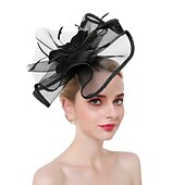cheap Fascinators-Fascinators Hats Headwear Organza Polyester / Polyamide Bucket Hat Party / Evening Holiday Vintage Style With Feather Headpiece Headwear