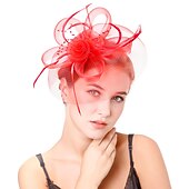 levne Fascinátory-Retro styl Elegantní Organza / Polyester / polyamid Fascinátory / Klobouky / Doplňky do vlasů s Peří / Imitace perel / Aplikace Jeden díl Večírek / Dovolená Přílba
