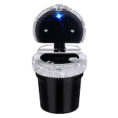 levne Organizéry do auta-popelník do auta přenosný bling cigaretový bezdýmný držák na láhev s modrým LED indikátorem autodoplňky pro ženy ideální pro auto domů a do kanceláře 1ks
