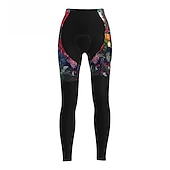 abordables Pantalons, shorts et jupes pour femmes-Femme Cuissard Long Collant Velo Vélo Pantalons Collants VTT Vélo tout terrain Vélo Route Des sports Graphic Botanique Floral Noël laid Chaud La peau 3 densités Respirable Séchage rapide Noir Rouge