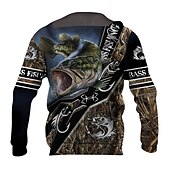 abordables Motif 3D-Homme Graphic Poissons Sweat à capuche Sweats à Capuche Sweat-shirt Sweat à capuche manche longue Sweat à capuche Capuche Vêtement de rue 3D effet Sport &amp; Loisir du quotidien Noir Bleu Roi Imprimer