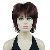 cheap Older Wigs-Karen Wig Short Layer Long Hair Fully Synthetic Wig 12TT26 Brown Highlights