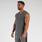 billige Treningsskjorter uten armer-Herre Singleter Vest topp Underskjorte Ermeløs skjorte Ermeløs V-hals Sommer عادي Sport Mote Lettvekt Feriereise Avslappet Ferie Svart Hvit Militærgrønn Topp T-skjorte for menn