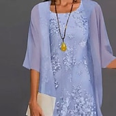 economico Con giacca-Abito madre della sposa a due pezzi per matrimoni in spiaggia elegante scollo tondo lunghezza tè in chiffon con pizzo senza maniche giacca abiti con applicazioni 2025 taglia personalizzata gratuita