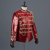 preiswerte Oberteile-Retro Vintage Rokoko Mittelalterlich Maskerade Anzüge &amp; Blazer Blazer mit Reverskragen Prinz Aristokrat Pailletten Pailletten Kostüm Herren Halloween Karneval Maskerade Party-Abendmode Abschlussball