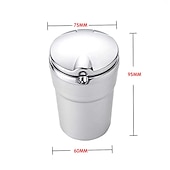 abordables Rangements pour voiture-voiture cendrier portable détachable inoxydable auto véhicule cigarette cendrier cendres avec bleu led indicateur de lumière sans fumée pour voiture porte-gobelet bureau à domicile intérieur de la