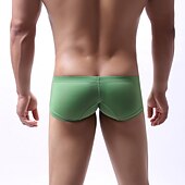 abordables Ropa interior masculina exótica-Hombre 1 paquete Sexy bragas Slip Básico Nailon Licra Color puro Baja cintura Negro Blanco