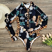 preiswerte Hautausschlagswächter-Damen Anti UV Badeanzug UV-Schutz UPF50+ Atmungsaktiv Langarm Spandex Bodysuit Badeanzug Reißverschluß vorne Schwimmen Surfen Strand Wassersport Sommer Frühling
