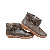 abordables Botines-Mujer Botas Tallas Grandes Color sólido Botines Botines Tacón Plano Dedo redondo PU Vino Negro Marrón