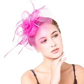 levne Fascinátory-Retro styl Elegantní Organza / Polyester / polyamid Fascinátory / Klobouky / Doplňky do vlasů s Peří / Imitace perel / Aplikace Jeden díl Večírek / Dovolená Přílba