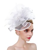 cheap Fascinators-Fascinators Hats Headwear Organza Polyester / Polyamide Bucket Hat Party / Evening Holiday Vintage Style With Feather Headpiece Headwear