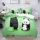 cheap Duvet Cover Sets-3D Bedding  Panda Rabbit print Print Duvet Cover Bedding Sets Comforter Cover with 1 print Print Duvet Cover or Coverlet，2 Pillowcases for Double/Queen/King