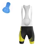 cheap Men&#039;s Shorts, Tights &amp; Pants-Men&#039;s Cycling Bib Shorts 3D Padded Shorts Bike Padded Shorts / Chamois Bottoms Mountain Bike MTB Road Bike Cycling Sports Gear 3D Pad Cycling Breathable Quick Dry Black Yellow Polyester Spandex