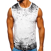 voordelige Sportschool tanktops-Voor heren T-shirt Singlet Vest Top Onderhemd Mouwloos Strakke ronde hals Zomer Grafisch Kleurenblok Sport Modieus Lichtgewicht Afdrukken Vakantie Casual Feestdagen Zwart Wit Rood Top T-shirt voor