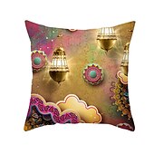 baratos Capa de almofada de férias-Capa de almofada ramadan 1 peça capa de almofada quadrada decorativa macia fronha para quarto sala de estar almofada interna lavável à máquina de qualidade superior para sofá sofá cama cadeira