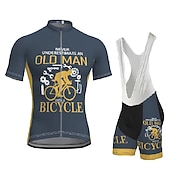 cheap Men&#039;s Clothing Sets-Men&#039;s Cycling Jersey with Bib Shorts Short Sleeve Mountain Bike MTB Road Bike Cycling Dark Navy Blue Gear Bike Clothing Suit 3D Pad Breathable Quick Dry Back Pocket Polyester Spandex Sports Letter