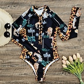 preiswerte Hautausschlagswächter-Damen Anti UV Badeanzug UV-Schutz UPF50+ Atmungsaktiv Langarm Spandex Bodysuit Badeanzug Reißverschluß vorne Schwimmen Surfen Strand Wassersport Sommer Frühling