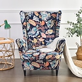 baratos Tampa da poltrona e capa de cadeira sem braço-Cadeira de asa capa de tecido spandex capas de sofá poltrona de asa com uma capa de almofada de assento protetor de móveis de padrão floral para sala de estar